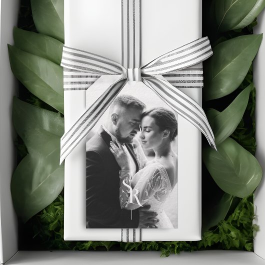 Uitstekende chique minimalistische zwart-witte Ini Cadeaulabel