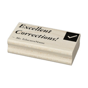"Uitstekende correcties!" + aangepaste naam van de Rubberstempel