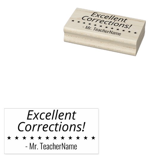"Uitstekende correcties!" Educator Rubber Stamp Rubberstempel (Gestempeld)