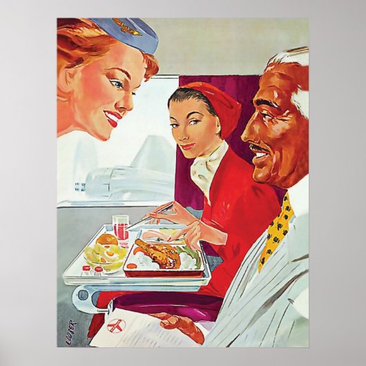 Uitstekende dienstverlening in het vliegtuig poster (Voorkant)