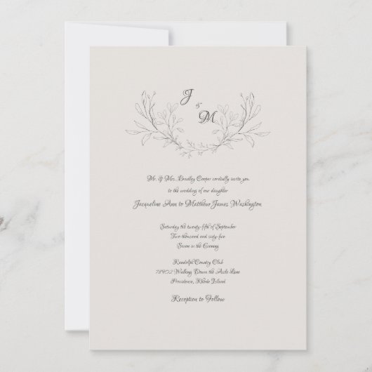Uitstekende Elegant Cream Script Wedding Kaart (Voorkant)