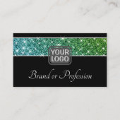 Uitstekende Elegante Blauwgroen Glitter Shimmer St Visitekaartje (Voorkant)