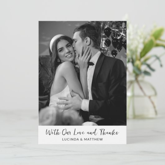 Uitstekende Elegantie bruiloft foto dank u Bedankkaart (Staand voorkant)