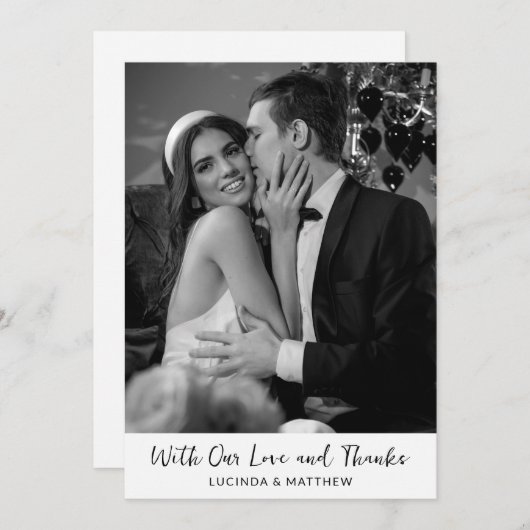 Uitstekende Elegantie bruiloft foto dank u Bedankkaart (Voorkant / Achterkant)
