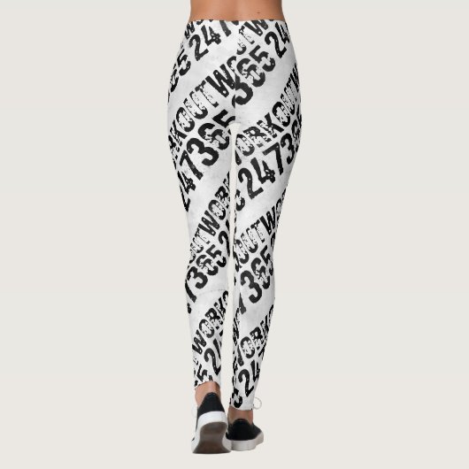 Uitstekende en gekraste tekst Werkout 247365 bijte Leggings (Achterkant)