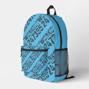 Uitstekende en gekraste tekst Werkout 247365 blauw Bedrukte Rugzak