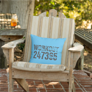 Uitstekende en gekraste tekst Werkout 247365 blauw Buitenkussen