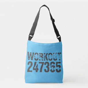 Uitstekende en gekraste tekst Werkout 247365 blauw Crossbody Tas