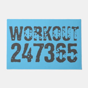 Uitstekende en gekraste tekst Werkout 247365 blauw Deurmat