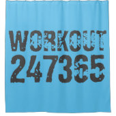 Uitstekende en gekraste tekst Werkout 247365 blauw Douchegordijn (Voorkant)