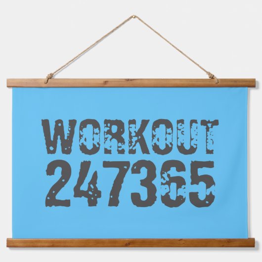 Uitstekende en gekraste tekst Werkout 247365 blauw Hangend Wandkleed (Voorkant)