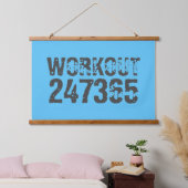 Uitstekende en gekraste tekst Werkout 247365 blauw Hangend Wandkleed (Slaapkamer)