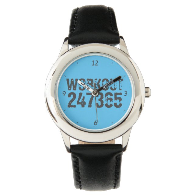 Uitstekende en gekraste tekst Werkout 247365 blauw Horloge (Voorkant)