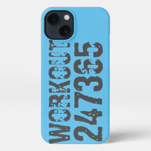 Uitstekende en gekraste tekst Werkout 247365 blauw iPhone 13 Hoesje