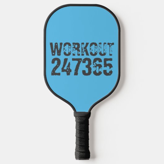 Uitstekende en gekraste tekst Werkout 247365 blauw Pickleball Paddle (Voorkant)