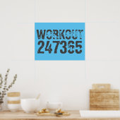 Uitstekende en gekraste tekst Werkout 247365 blauw Poster (Keuken)