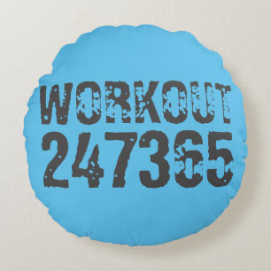 Uitstekende en gekraste tekst Werkout 247365 blauw Rond Kussen
