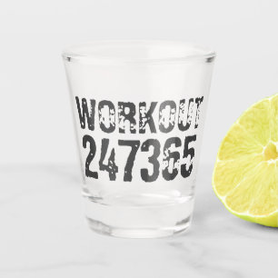 Uitstekende en gekraste tekst Werkout 247365 blauw Shot Glas