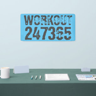 Uitstekende en gekraste tekst Werkout 247365 blauw Spandoek