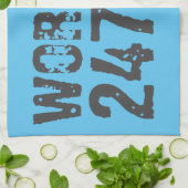 Uitstekende en gekraste tekst Werkout 247365 blauw Theedoek (Gevouwen)