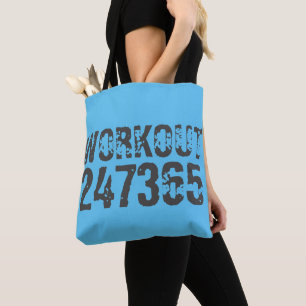 Uitstekende en gekraste tekst Werkout 247365 blauw Tote Bag