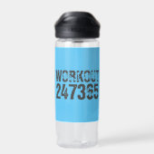 Uitstekende en gekraste tekst Werkout 247365 blauw Waterfles (Achterkant)
