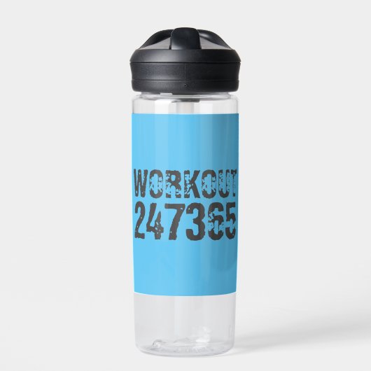 Uitstekende en gekraste tekst Werkout 247365 blauw Waterfles (Voorkant)