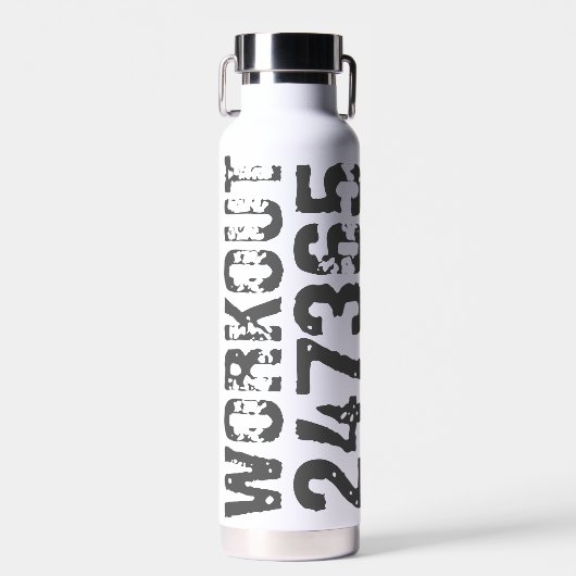 Uitstekende en gekraste tekst Werkout 247365 blauw Waterfles (Voorkant)