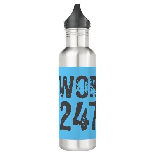 Uitstekende en gekraste tekst Werkout 247365 blauw Waterfles (Links)