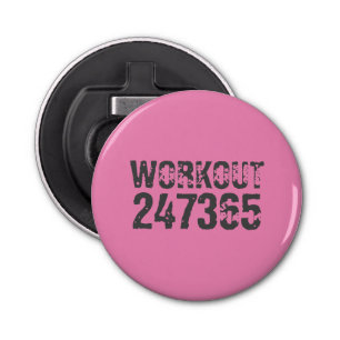 Uitstekende en gekraste tekst Werkout 247365 roze Button Flesopener