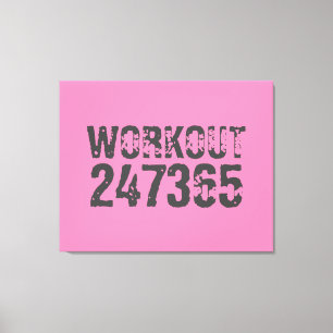 Uitstekende en gekraste tekst Werkout 247365 roze Canvas Afdruk