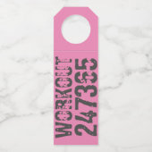 Uitstekende en gekraste tekst Werkout 247365 roze Flessenhanger (Voorkant)