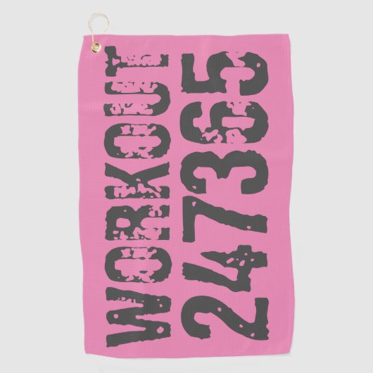Uitstekende en gekraste tekst Werkout 247365 roze Golfhanddoek (Voorkant)