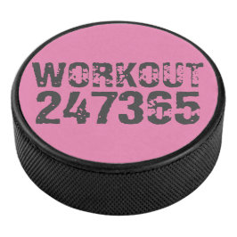 Uitstekende en gekraste tekst Werkout 247365 roze Hockey Puck