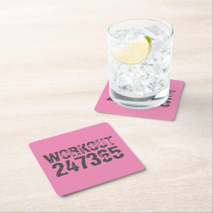 Uitstekende en gekraste tekst Werkout 247365 roze Kartonnen Onderzetters