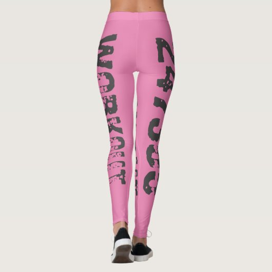 Uitstekende en gekraste tekst Werkout 247365 roze Leggings (Achterkant)
