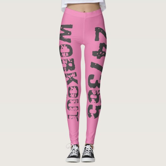 Uitstekende en gekraste tekst Werkout 247365 roze Leggings (Voorkant)