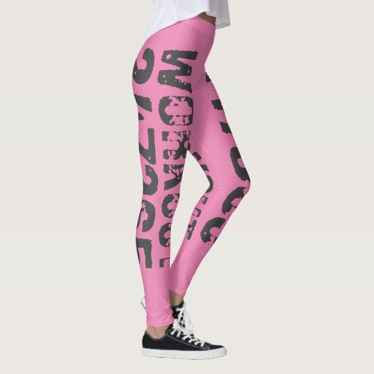 Uitstekende en gekraste tekst Werkout 247365 roze Leggings (Rechts)