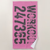 Uitstekende en gekraste tekst Werkout 247365 roze Strandlaken (Voorkant)