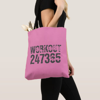 Uitstekende en gekraste tekst Werkout 247365 roze Tote Bag