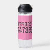 Uitstekende en gekraste tekst Werkout 247365 roze Waterfles (Achterkant)