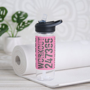 Uitstekende en gekraste tekst Werkout 247365 roze Waterfles