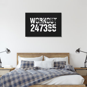 Uitstekende en gekraste tekst Werkout 247365 wit Canvas Afdruk