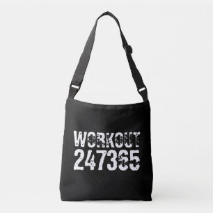 Uitstekende en gekraste tekst Werkout 247365 wit Crossbody Tas