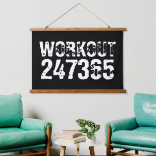 Uitstekende en gekraste tekst Werkout 247365 wit Hangend Wandkleed