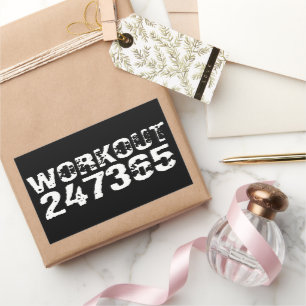 Uitstekende en gekraste tekst Werkout 247365 wit Rechthoekige Sticker