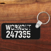 Uitstekende en gekraste tekst Werkout 247365 wit Sleutelhanger (Voorkant)