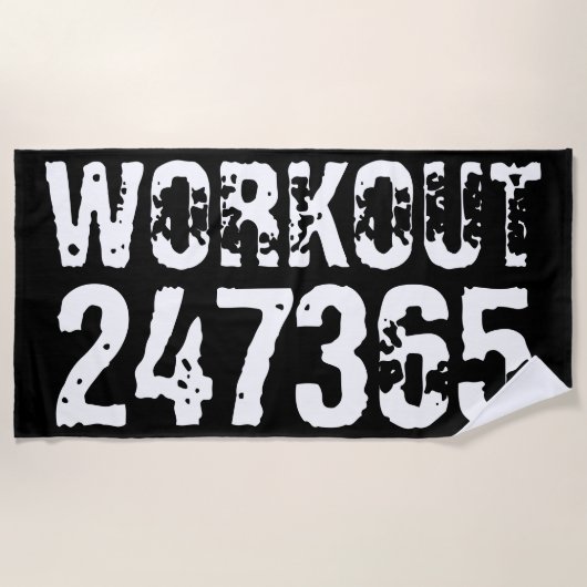 Uitstekende en gekraste tekst Werkout 247365 wit Strandlaken (Voorkant)