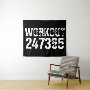 Uitstekende en gekraste tekst Werkout 247365 wit Wandkleed