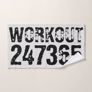 Uitstekende en gekraste tekst Werkout 247365 zwart Bad Handdoek